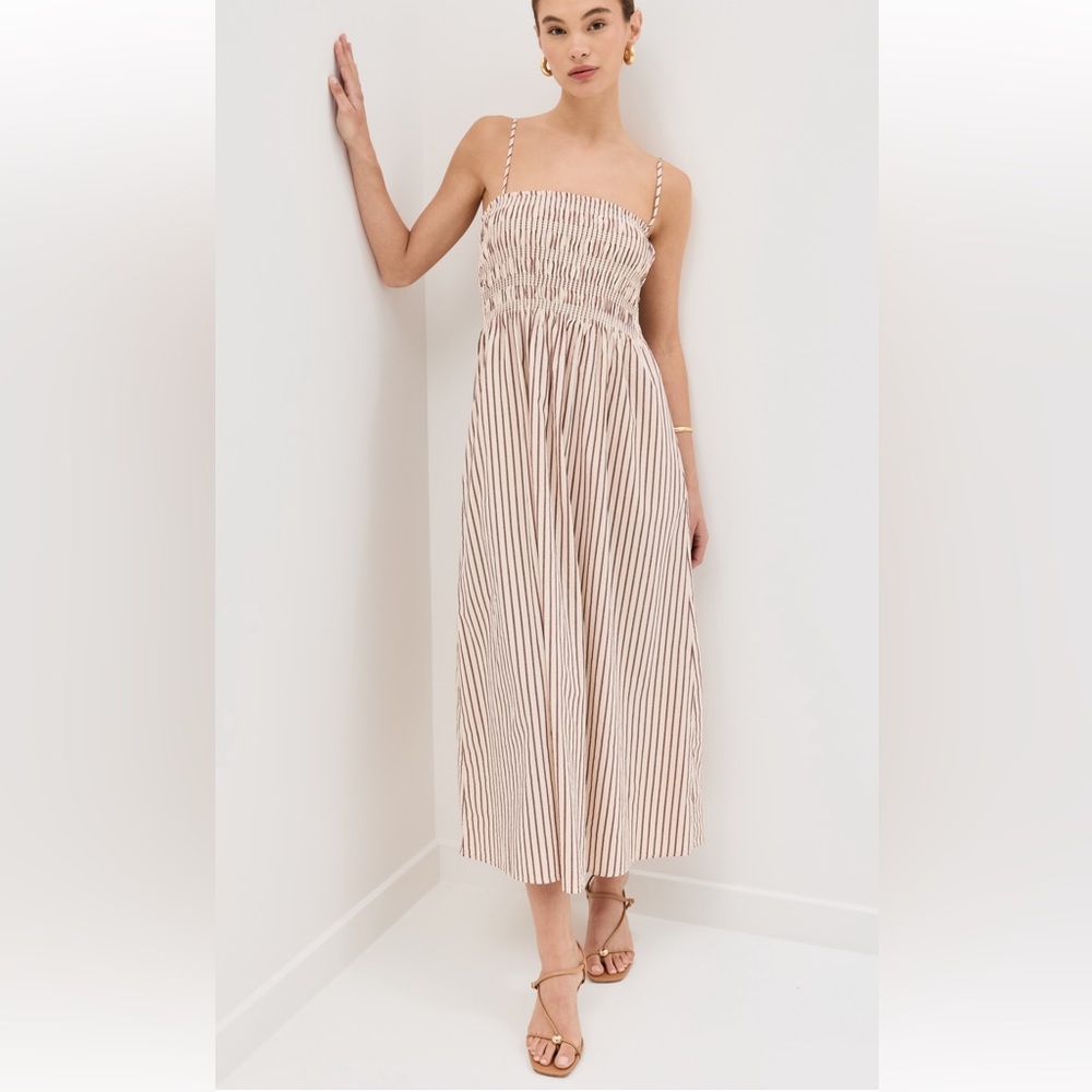 NWT Pistola Striped Midi Dress in Cream and Brown